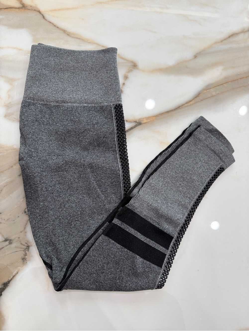 Bombshell Sportswear Gray Black Side Mesh Leggings M/L